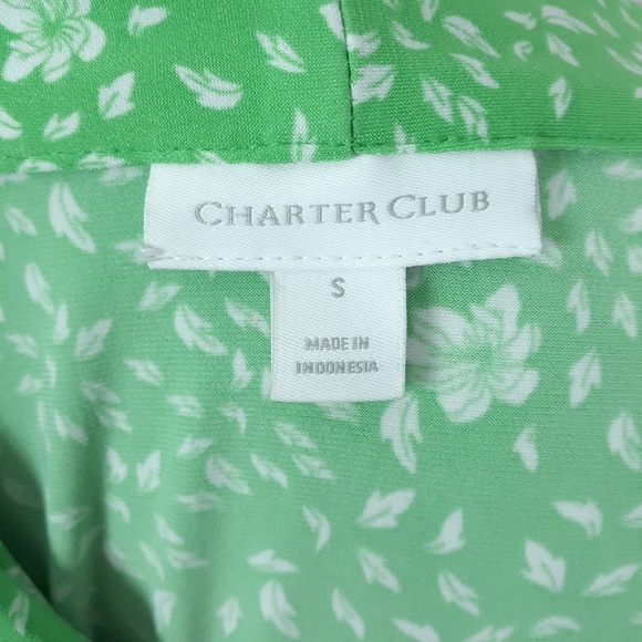 Charter Club Blouse S Green Floral VNeck 365 - Picture 5 of 7